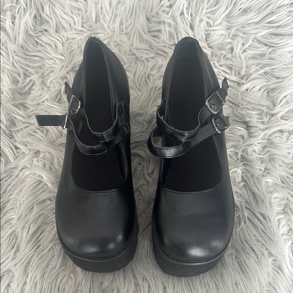 Elegant Black Women's Platform Mary Jane Shoes